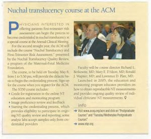 ACOG Nuchal translucency Annual Clinic Meeting