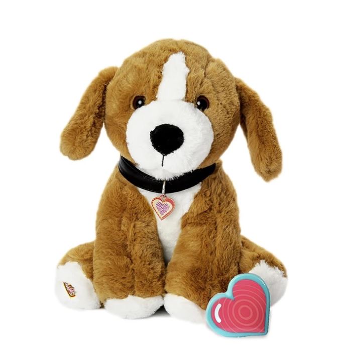 stuffed dog with heartbeat